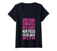 Mujer Soy Valiente, simpática, Inteligente, no Puedo ser Alta Camiseta Cuello V