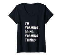 Mujer Soy Yasmina Haciendo Cosas de Yasmina Camiseta Cuello V