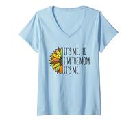 Mujer Soy yo Hola, Soy la mamá, Soy yo, mamá Divertida, Madre, Madre Camiseta Cuello V, Azul Bebé, XXL