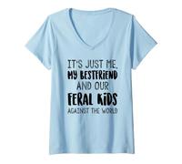 Mujer Soy yo mi Mejor Amigo y Nuestros Hijos Salvajes contra el Mundo Camiseta Cuello V