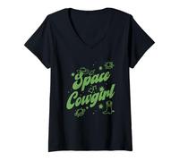 Mujer Space Cowgirl Western Galaxy Star Camiseta Cuello V