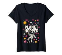 Mujer Space Explorer Planet Hopper Astronomy - Galaxia para hombre Camiseta Cuello V