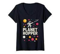 Mujer Space Explorer Planet Hopper Astronomy - Galaxia para hombre Camiseta Cuello V