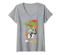 Mujer Space Jam Looney Tunes Bugs Lucas Baloncesto Clásico Héroes Camiseta Cuello V