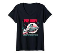 Mujer Space Odyssey Sci Fi Conquista Las Ondas galácticas Camiseta Cuello V
