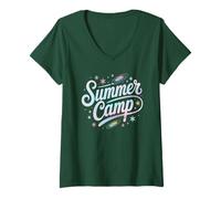 Mujer Space Summer Camp Team Stem Adventure Crew Tecnología de codificación para niños Camiseta Cuello V