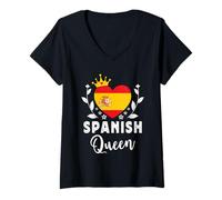 Mujer Spanish Queen Spain Flag Proud Spanish Woman Camiseta Cuello V