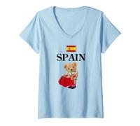 Mujer Spanish Teddy Bear Bull Fighter, Spain Illustration Graphic Camiseta Cuello V