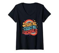 Mujer Spank Me Trust Me I Merece It Humor Sarcástico Rainbow Camiseta Cuello V