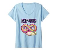 Mujer Spectrum FAM Tribe Grandma Knows Sup Autism Awareness Familia Camiseta Cuello V