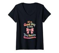 Mujer Speech Therapy SLP Help Tiny People Communicate Coquette Camiseta Cuello V