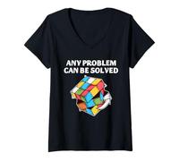 Mujer Speed Cubing Matemáticas Humor Solucionador de Problemas Cerebro Cita Camiseta Cuello V