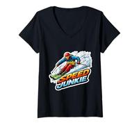 Mujer Speed Junkie Esquí Alpino Esquiador Adicto a la diversión Amante del esquí Camiseta Cuello V