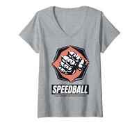 Mujer Speedball Retro Videojuego Deporte del Futuro Camiseta Cuello V