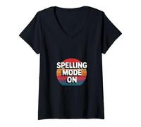 Mujer Spelling Mode On Competitive Tournament School Fun --- Camiseta Cuello V