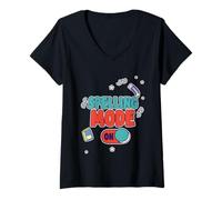 Mujer Spelling Mode On Competitive Tournament School Fun Camiseta Cuello V