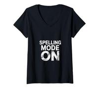 Mujer Spelling Mode On Competitive Tournament School Fun -------- Camiseta Cuello V