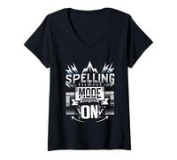 Mujer Spelling Mode On Competitive Tournament School Fun |----- Camiseta Cuello V