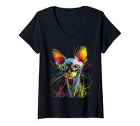 Mujer sphynx hairless Cat Mom Dad cats Lover Pet Camiseta Cuello V