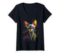 Mujer sphynx hairless Cat Mom Dad cats Lover Pet Camiseta Cuello V