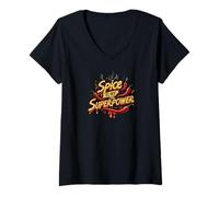 Mujer Spice is My Superpower Chili Pepper Lover Hot Foodie Camiseta Cuello V