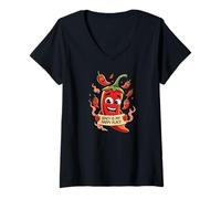 Mujer Spicy Is My Happy Place Chili Peppers Design Camiseta Cuello V