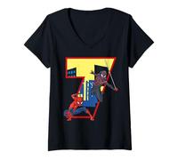 Mujer Spider-Man City 7 Cumpleaños Camiseta Cuello V