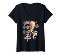 Mujer Spike Good Dogs Don't Bite Retro Vampire Y2K TV Show Camiseta Cuello V