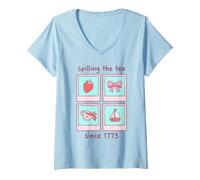 Mujer Spilling The Tea 1773 - Arco para Coqueta, Color Rosa Camiseta Cuello V