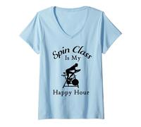 Mujer Spin Class es mi Happy Hour Cool Spin Class Ciclismo Camiseta Cuello V