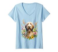Mujer Spinone Italiano Dog Summer Wildflowers Obra de arte Camiseta Cuello V