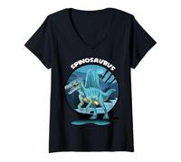 Mujer Spinosaurus - Dinosaurio con Fondo Camiseta Cuello V