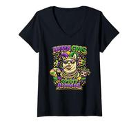 Mujer Spirit Animal Llama Alpaca Carnaval Beads Parade Mardi Gras Camiseta Cuello V