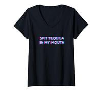 Mujer Spit Tequila In My Mouth Aesthetic Rave Party Cinco de Mayo Camiseta Cuello V