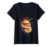 Mujer Splash Art Slice Orange Oranges Camiseta Cuello V