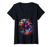 Mujer Splash Art Wirehaired Pointing Griffon Camiseta Cuello V