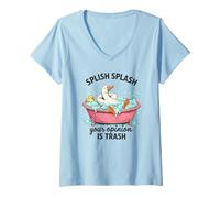 Mujer Splish Splash Tu opinión es Trash Duck Bath Camiseta Cuello V