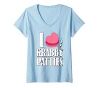 Mujer Spongebob I Heart Krabby Patties Plankton Valentine's Day Camiseta Cuello V