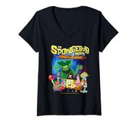 Mujer Spongebob Movie (2025) Crew Lineup Camiseta Cuello V