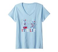 Mujer Spongebob Squarepants 4th of July It's Lit Patriotic Party Camiseta Cuello V
