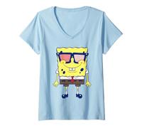 Mujer Spongebob Squarepants 4th of July Patriotic Shades Camiseta Cuello V