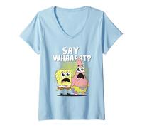 Mujer Spongebob Squarepants and Patrick Say What Camiseta Cuello V