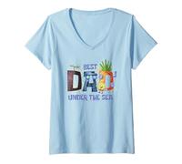 Mujer SpongeBob SquarePants Best Dad Under the Sea Cartoon Camiseta Cuello V
