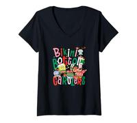 Mujer Spongebob Squarepants Bikini Bottom Carolers Christmas Day Camiseta Cuello V