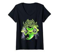 Mujer Spongebob Squarepants Flying Dutchman Neon Green & Lightning Camiseta Cuello V
