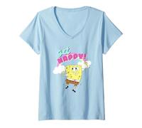 Mujer Spongebob Squarepants Get Happy Rainbow Camiseta Cuello V