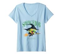 Mujer Spongebob Squarepants Halloween Spongebob Witch Costume Camiseta Cuello V
