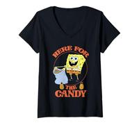 Mujer Spongebob Squarepants Here For The Candy Halloween Camiseta Cuello V