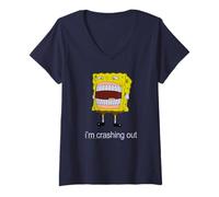 Mujer Spongebob Squarepants I'm Crashing out Meme Funny Cartoon Camiseta Cuello V