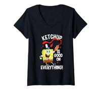 Mujer Spongebob Squarepants Ketchup Is Good On Everything Cute Camiseta Cuello V